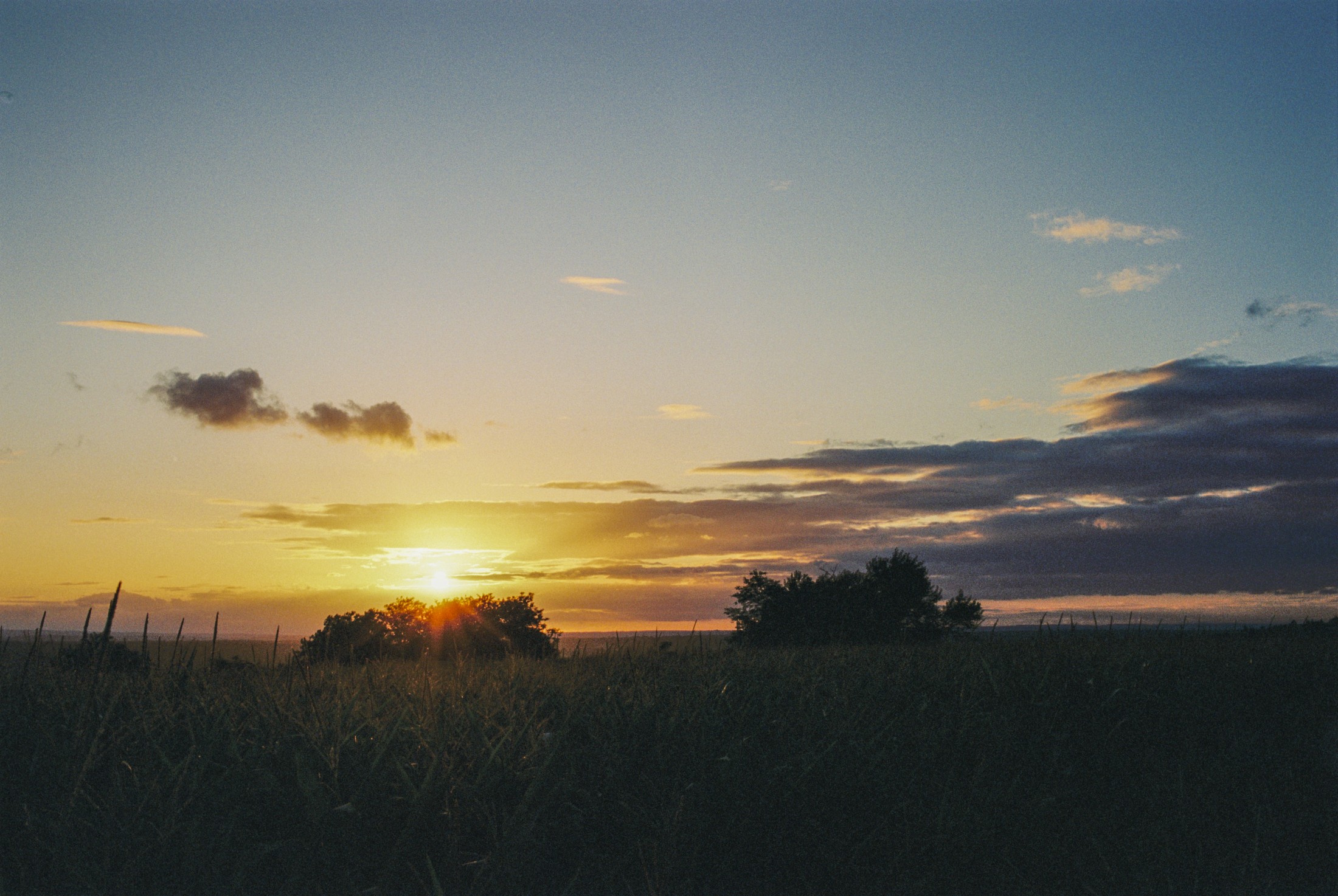 Sunset over a flat open landscape
